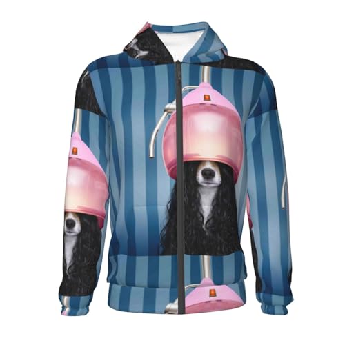Dog in Hairdresser Kids Pullover Hoodies Boys Zip Up Sweatshirts Girls Athletic Clothes with Pocket2