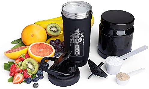 Smartshake Justice League Reforce Batman Shaker Bottle 900ml, DC Comics Stainless Steel Water Bottle, Batman Gifts for Men