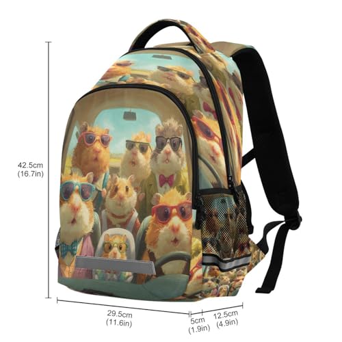 Dussdil Funny Guinea Pig Driving (2) Kids Backpack School Backpacks for Boys Girls, 16 Inch Casual Book Bag Daypack Back Pack Double Zipper Travel Bags3
