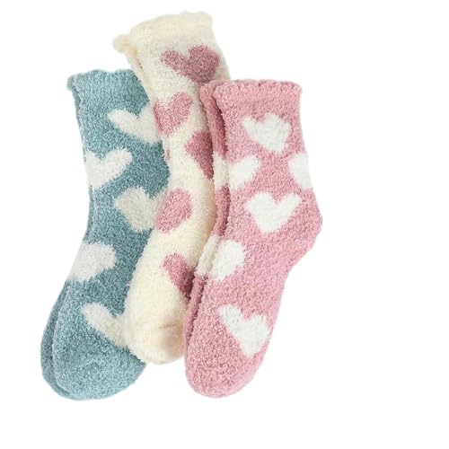 Cohentbliss 3 Paires Chaussettes Chaudes Femme, Chaussette Maison Hiver, Chaussettes Antidérapantes, Chaussette épaisses Chaudes, Doux et respirant, pour Cadeaux de Noël en Hiver