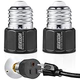 Feekoon 2 Pack 3 Prong Light Socket Outlet Adapter,E26/ E27 Socket Light Adapter for Christmas, Thanksgiving, Outdoor, Porch, Garage, Patio