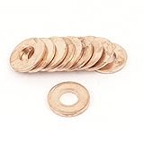 sourcing map 10 Stück Kupferdichtringe 14mm OD 6mm ID 1,5 mm starkem Kupferscheibe Wohnung Oil Bremsleitung