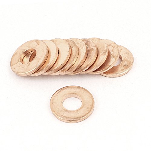 sourcing map 10 Stück Kupferdichtringe 14mm OD 6mm ID 1,5 mm starkem Kupferscheibe Wohnung Oil Bremsleitung