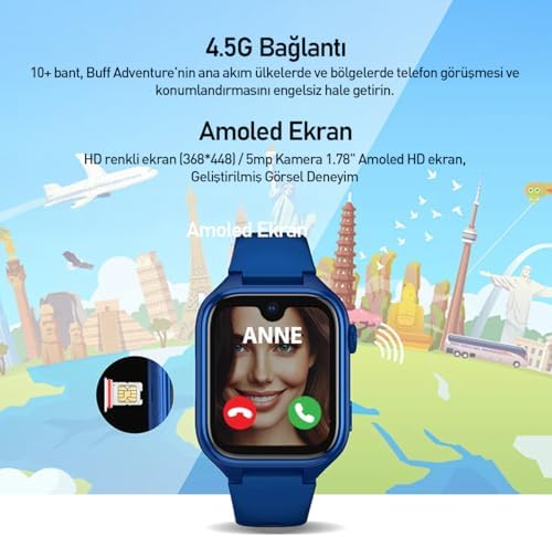 Buff Kids Watch Adventure 4.5G Sim Kartlı Akıllı Çocuk Saati GPS Konum Takibi Görüntülü Görüşme (Pembe) - Görsel 5