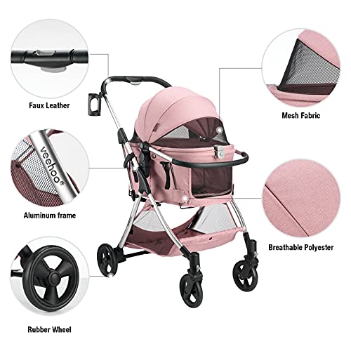 Veehoo Foldable Pet Stroller - Detachable Travel Carrier for Dog Cat and Small/Medium Pets, All in One Multifunction… - Image 3