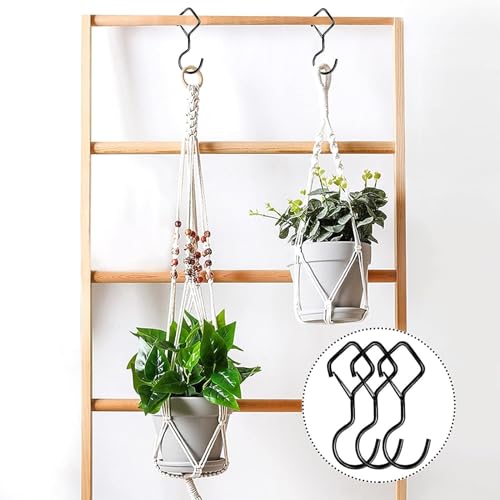 MOGADEE® 10 Stück S Haken Schwarz, Haken zum Einhängen, Haken mit Sicherung, Haken für Kleiderstange für Küche Werkstatt Badezimmer Garten Schlafzimmer Draussen