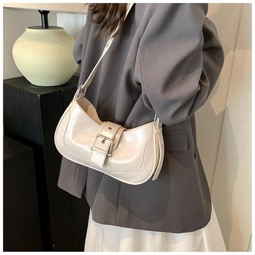 CHIC DIARY Shoulder Crossbody Bag for Women PU leather Crescent Bag Retro Underarm Purse Y2K White Hobo Handbag4
