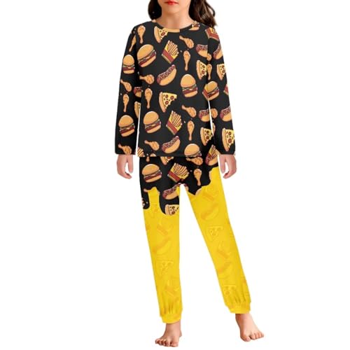 xixirimido Hamburger Cheese Kids Pajamas Set 2pcs Kawaii Dog Sleepsuit Pjs Long Sleeve Pants for 3-16 Years Boys Girls Toddler - Image 4