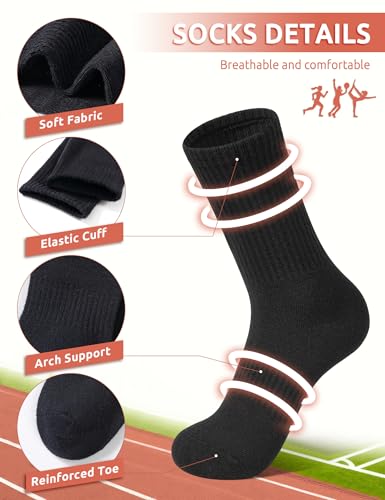 Image of Somaibo 6 Pairs Kids Boys Girls Socks Athletic Basketball Soccer Football Cotton Crew Sock with Retro Stripes