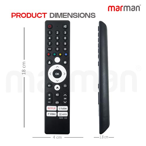 Image of marman Compatible with Onida Smart Tv Remote Control Original Model Suitable for 43UIG 50UIG 55UIG 65UIG 75UIG 4K LED Ultra HD Android TV - Non Voice Command - Match Key by Key with Original Remote