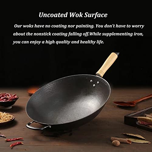 Wok chino tradicional de hierro martillado 13.38 pulgadas miniatura 4