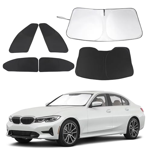 6PCS Windshield Sun Shade Custom Fit for 2019-2024 2025 BMW 3 Series Accessories Foldable Sunshade...