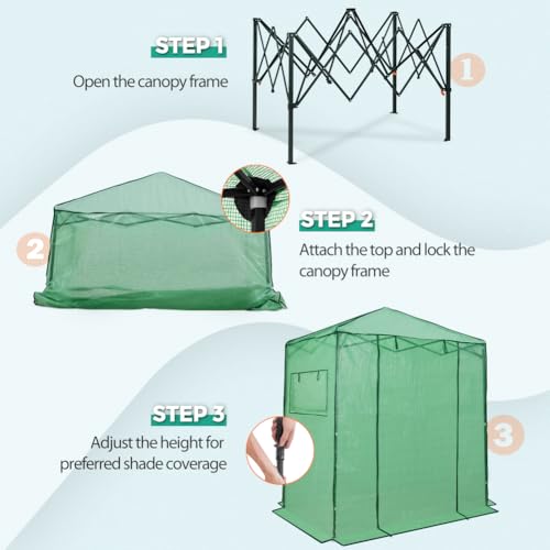 Image of EAGLE PEAK 6x4 Easy Setup Small Pop Up Greenhouse, Clear /Green