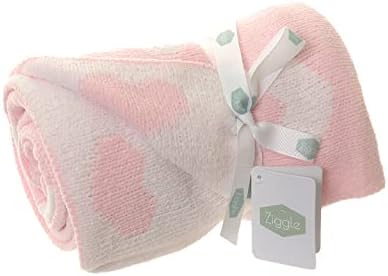 Ziggle Baby Reversible Blanket in Grey Stars for Nursery Cot and Pram, Combed Cotton Knitted, New Baby Gift