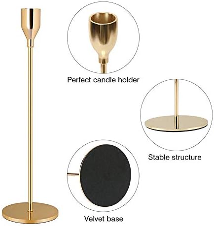 Wuudi Candle Holder Set of 3 in Different Sizes, 33/28/24 cm Candle Holder Stick Candle High Metal Decorative Candle Holder Vintage Candle Stand Table Decoration for Wedding Christmas Birthday Gold