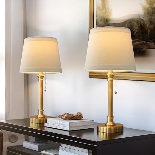 Oneach Modern Gold Brass Table Lamp Set of 2 for Bedroom Living R...