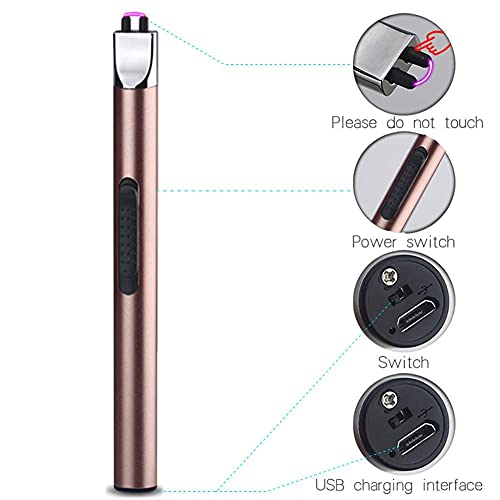 Leejie Lighter Candle Lighter Electric Lighter Rechargeable Usb Lighter Flameless Grill Lighter For Candles Bbqs Fireplaces Camping (Rose Gold) #TOP2