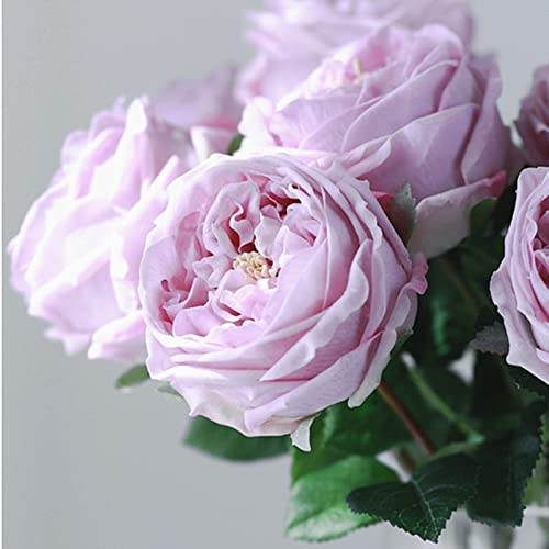 UKELER 4 Pcs Real Touch Artificial Flowers Austin Rose Peony with Stem for Home Decor Flower Arrangement Wedding Party Decoration, Light Purple by UKELER - Image 4