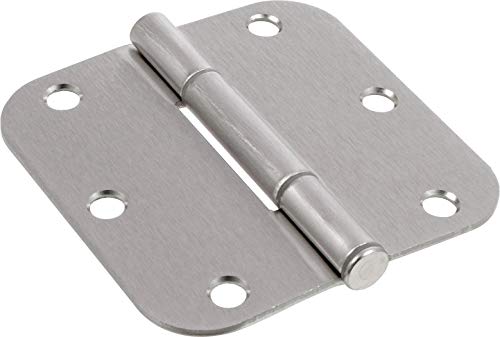Hardware Essentials 854321 Round Corner Squeak-Proof Door Hinges, 3-1/2 inch, 3-1/2", Satin Nickel, 3 Pieces by Hardware Essentials - Used condition - CA$7.30