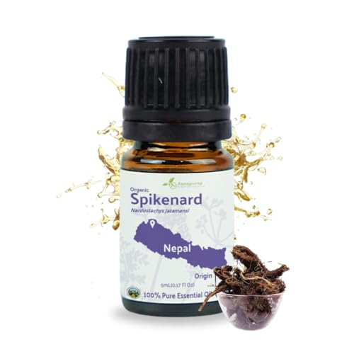Nature Packaged Organic Spikenard Essential Oil - Direct from Annapurna Aroma Nepal - Steam Distilled - Aceite de Nardo for Aromatherapy Massage Diffuser DIY Candle and Soap Making - 5ml
