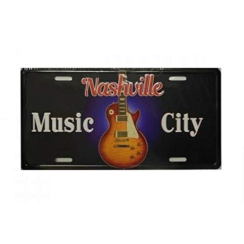 Biopracess Nashville Tennessee Music City Guitar Metal License Plate License Plate 6x12 inches