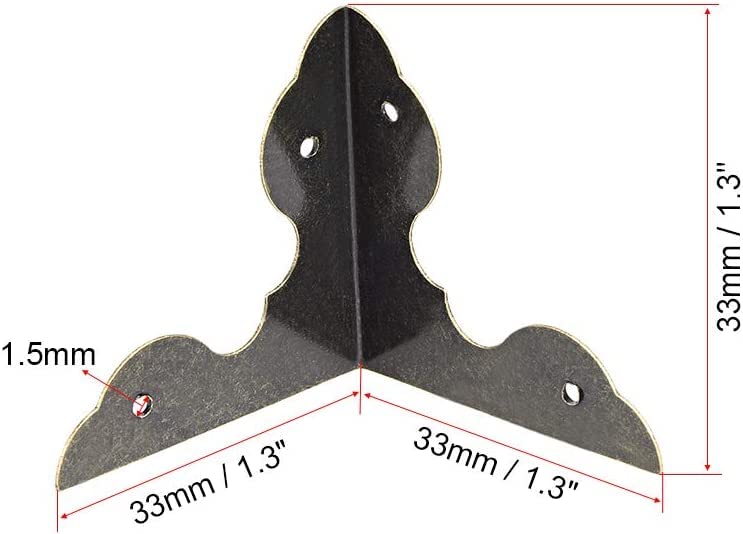 Protectores de esquinas de metal Protectores Esquina de la encimera de la abrazadera angular, protector de reposapiés, Protectores de esquinas de caja Parachoques de caja de madera 33 x 33 x 33 mm Ton