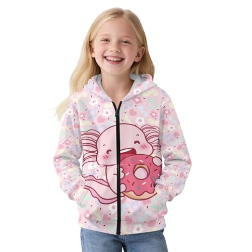 Girls Winter Full Zip Long Sleeve Hoodie Fuzzy Jacket Outwear Coat Warm Hooded Sweatshirt with Pocket