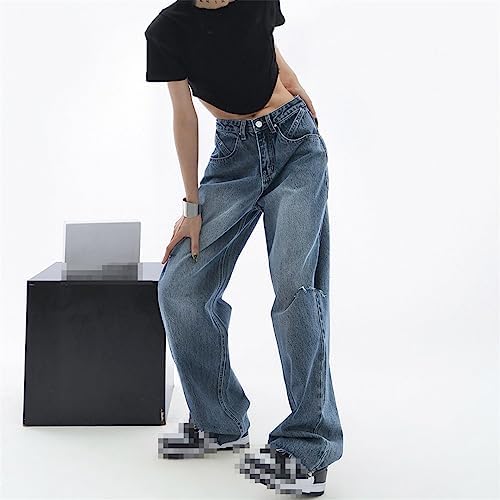 Jeans Droit Femme Surdimensionné - Taille Haute, Coupe Décontractée, Denim Fin - 5