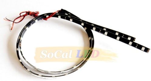 Miniatura 2 de SOCAL-LED 2X 23.6in 24" azul flexible tiras LED alta potencia brillante 5050 12 SMD coche DRL bajo tablero acento luz, impermeable, cortable