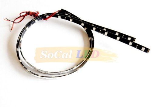Socal-Led 2X 60Cm 24" Red Flexible Led Strips High Power Bright 5050 12 Smd Car Drl Under Dash Accent Light, Waterproof, Cuttable #TOP1