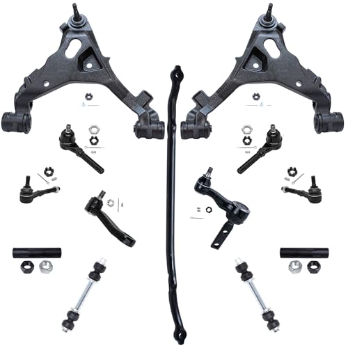 Image of Detroit Axle - 4WD Front End Kit for Ford F-150 Expedition F-250 Lincoln Navigator 2 Lower Control Arms 2 Sway Bars Center Link Idler Arm [2.48 Bolt Pattern] Pitman Arm 4 Tie Rods 2 Sleeves - 13pc Set