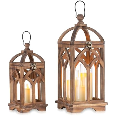 Romadedi Rustic Wooden Lantern Set Cover