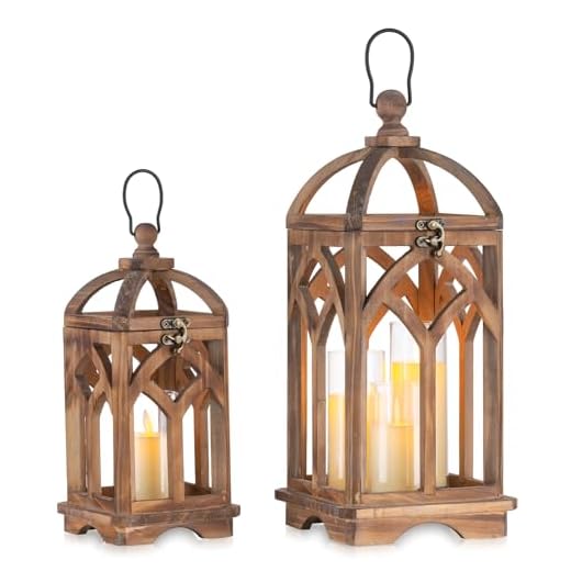 Set of 2 Farmhouse Candle Lanterns