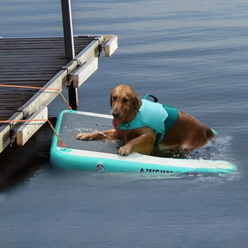 AWSUM Inflatable Dog Water Ramp Pool Float Floating Ramps for Dogs On Water Ladder Steps Ideal for Pools, Lakes, Boats and Docks,with Non-Slip Pad