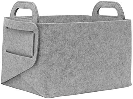 Rubberneck Felt Storage Utility Basket with Two Handles, Square, Dimensions: 36 x 25 x 23 cm (Grey)