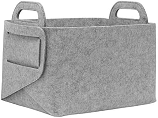 Rubberneck Felt Storage Utility Basket with Two Handles, Square, Dimensions: 36 x 25 x 23 cm (Grey)