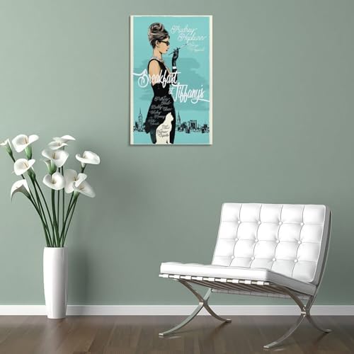 Audrey Hepburn オードリーヘップバーン ティファニーの 朝食 映画 ポスター ウォールアート 部屋飾り キャンバス 絵画 ベッドルーム ポスター リビング 壁の絵16x24inch(40x60cm) [4]