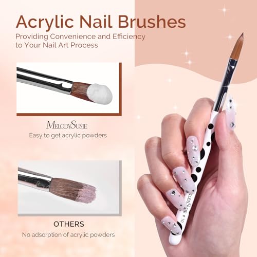 Image of MelodySusie Portable UV LED Nail Lamp for Semi Cured Gel Nail Strips 3Pcs Acrylic Nail Brush Set, Size 8 /10 /14