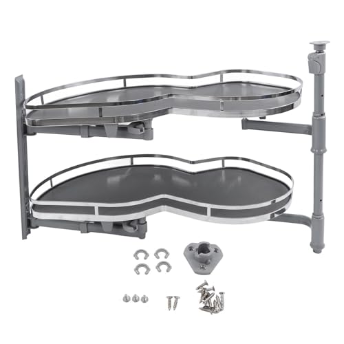 Organizador de gabinete de esquina ciega de 2 niveles de altura ajustable, bandeja extraíble para armarios abiertos izquierdos, maximiza el almacenamiento de la cocina