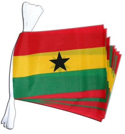 Guirlande drapeau Ghana 5,9 mètres Digni pavillon guirlande festive africaine