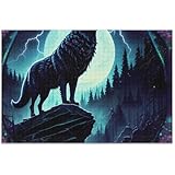 Rompecabezas de 500 piezas para adultos, rompecabezas de juego de lobo negro, rompecabezas genial para adultos, decoración de pintura de animales, 20.5 x 14.9 pulgadas