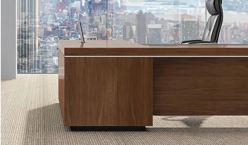 Image of Lakdi The Furniture Co Luxury Director & Execcutive L-Shape Office Table with Modern Design Boss Cabin and Integrated Storage, 3 Drawer Multi-Functional Wire Manager CPU Space with Storage - LDL-572