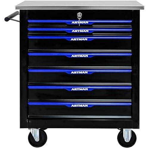 RYH 7 Drawers Rolling Tool Chest (Black-Blue, 7-Drawers 30.7" H×25.9" W)