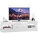 Bestier TV Stand for 55/60/65 Inch TV, High Gloss Modern TV Stand with Stone-Patterned Side Panels, LED Entertainment Center with Large Drawer, TV Consoles for Living Room, Bedroom (Glossy White)