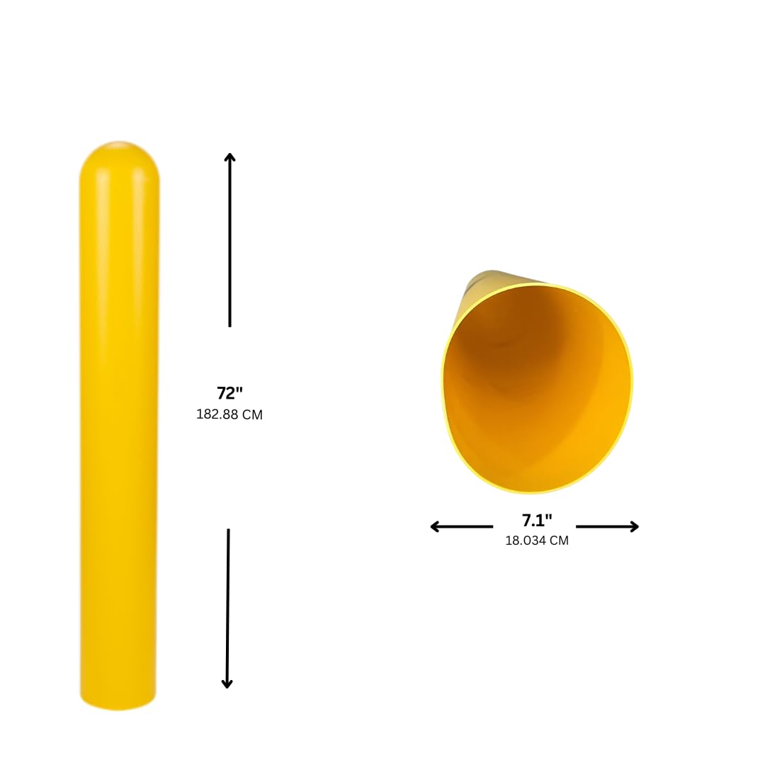Innoplast BollardGard 7" x 72" 1-Pack Round Top Bollard Cover (Yellow no Tape)