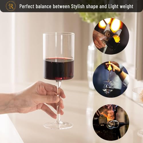 Image of Premium Wine Glasses 300ml, Set of 4 Long Wine, Burgundy Clear Glasses with Stem for Wedding Anniversary, Birthday, Gift (RKT-04, Set of 4)