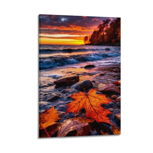 Poster d'automne plage JIDUHON sur toile esthétique 40x60