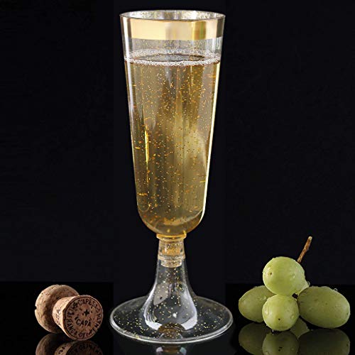 Wdf 36Pack Gold Plastic Champagne Flutes - 6Oz Gold Glitter Champagne Flutes Disposable - Champagne Flutes Plastic Perfect For Party/Wedding/Thanksgiving #TOP7