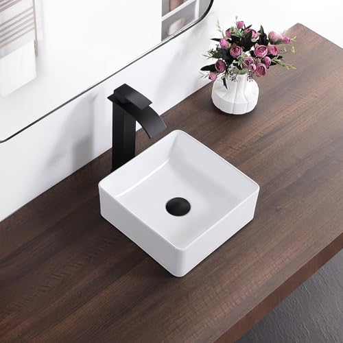 KARAMAG Vessel Sink Rectangular 12 Inch Bathroom Sink Square Small Sinks 11.8"x11.8" Modern Above Counter Porcelain Ceramic Vessel Vanity Sink Art Basin by KARAMAG - Image 3