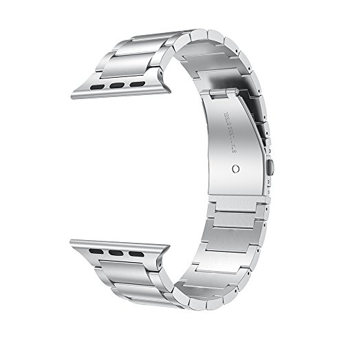 LDFAS Compatible for Apple Watch Band 49mm 45mm 44mm, Solid Stainless Steel Metal Link Bracelet for iWatch Strap Compatible for Apple Watch Ultra/SE Series 8/7/6/5 Band, Silver